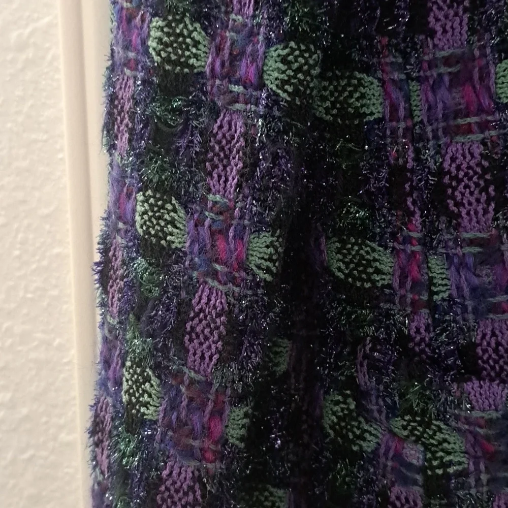 Carlisle Women's Plaid Blazer in Purple and Black With Metallic Thread Sz 8